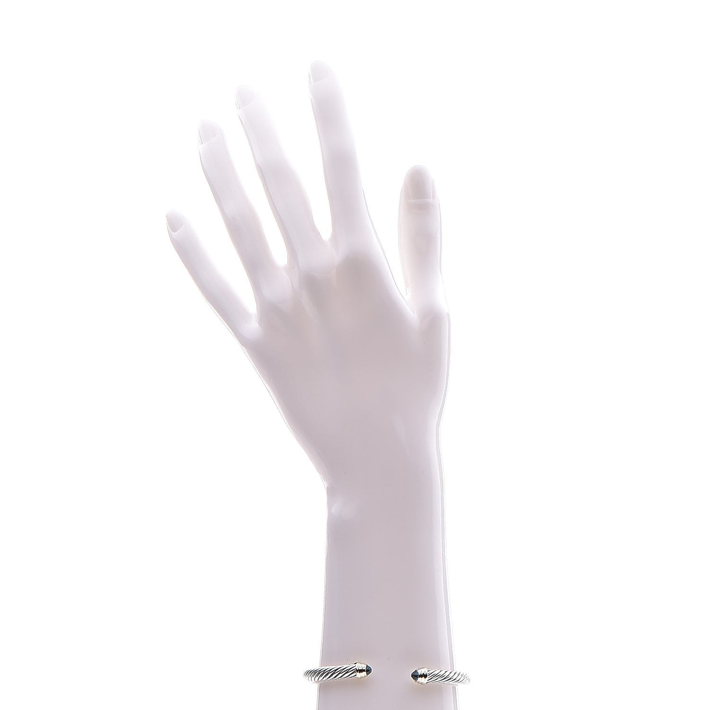Sterling Silver 14K Yellow Gold Blue Topaz 5mm Cable Classics Petite Color Bracelet
