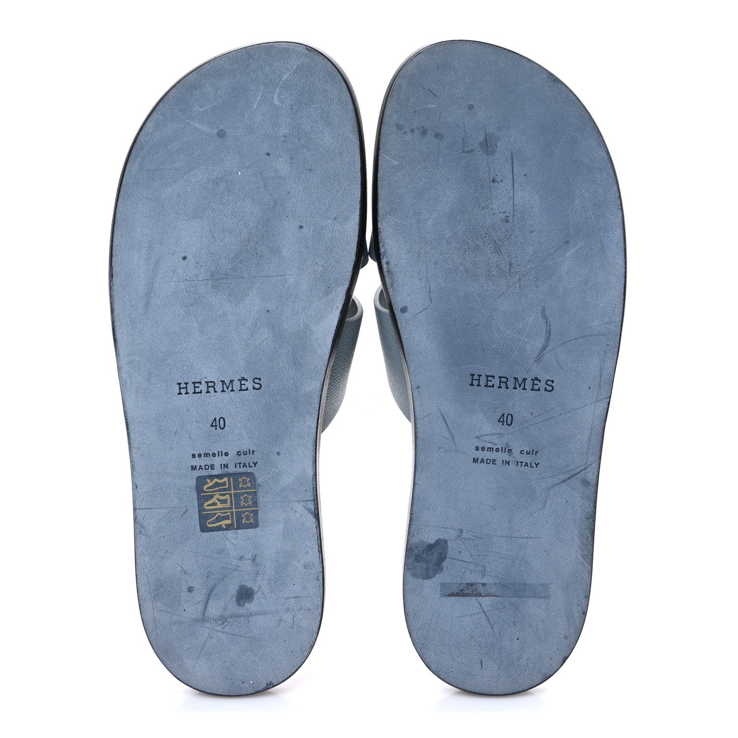 Hermes Epsom Mens Izmir Sandals 40 Gris Antarctique Brique 7 of 10
