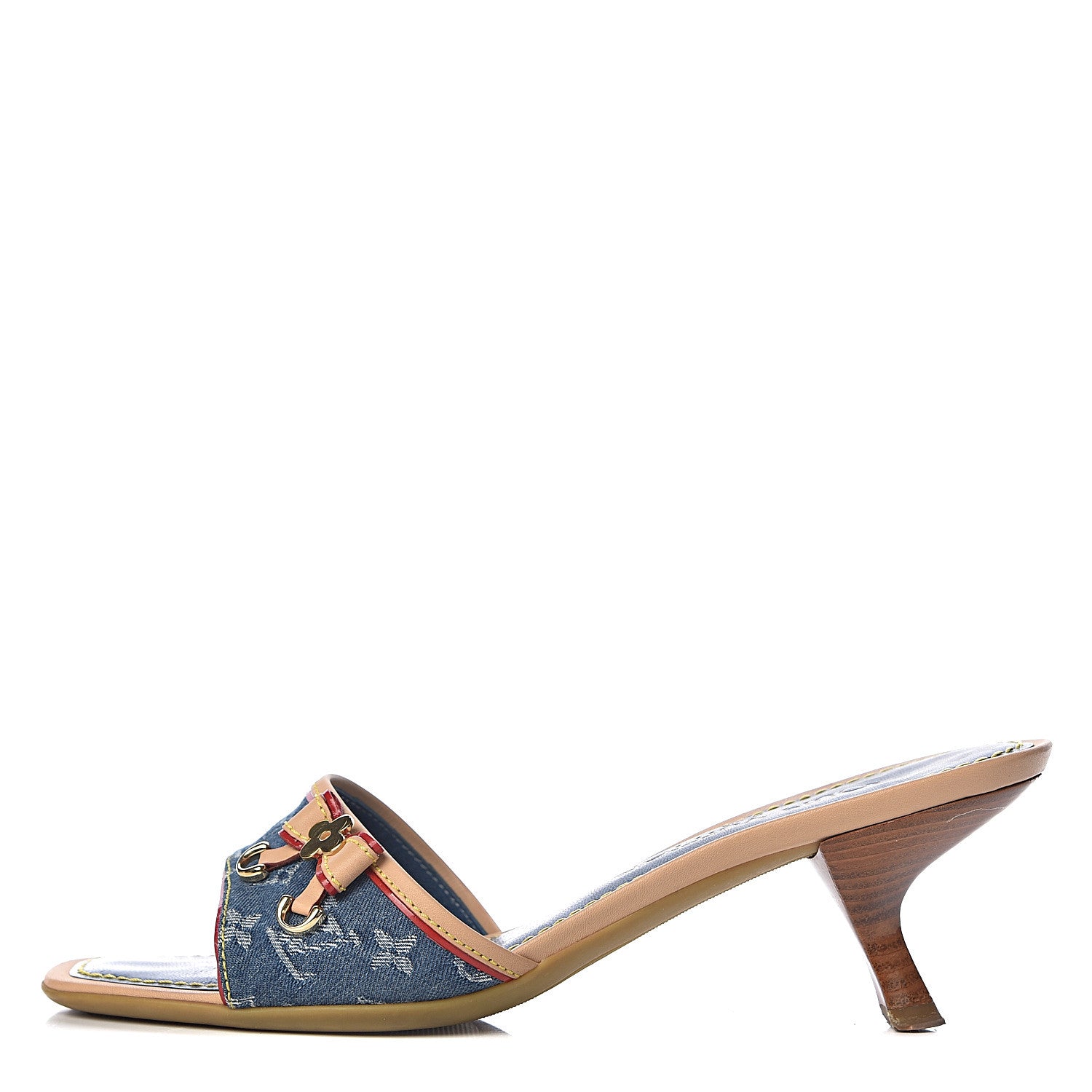 Louis Vuitton Denim Monogram Mules Peep Toe Heels 37 1 of 14