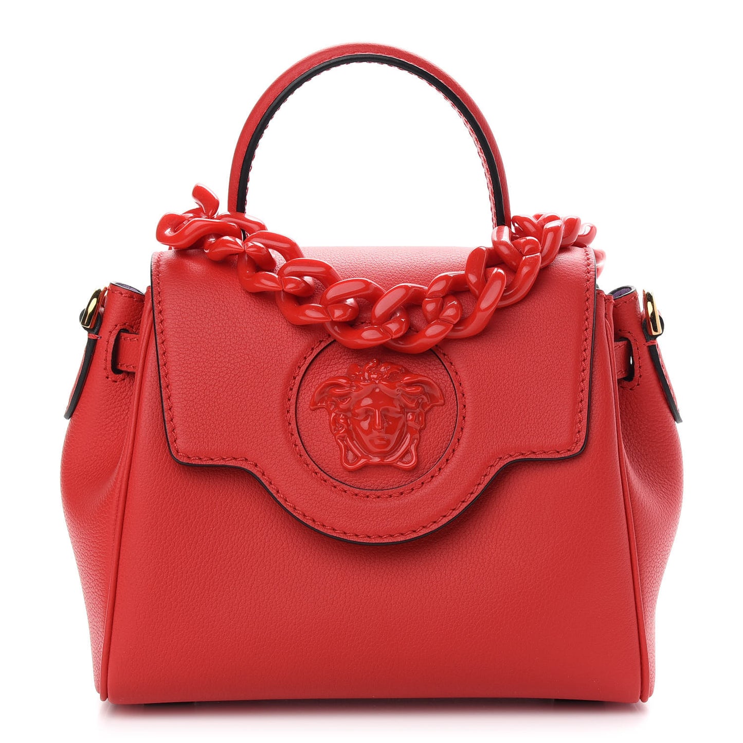 Calfskin Medusa Small Top Handle Handbag Red