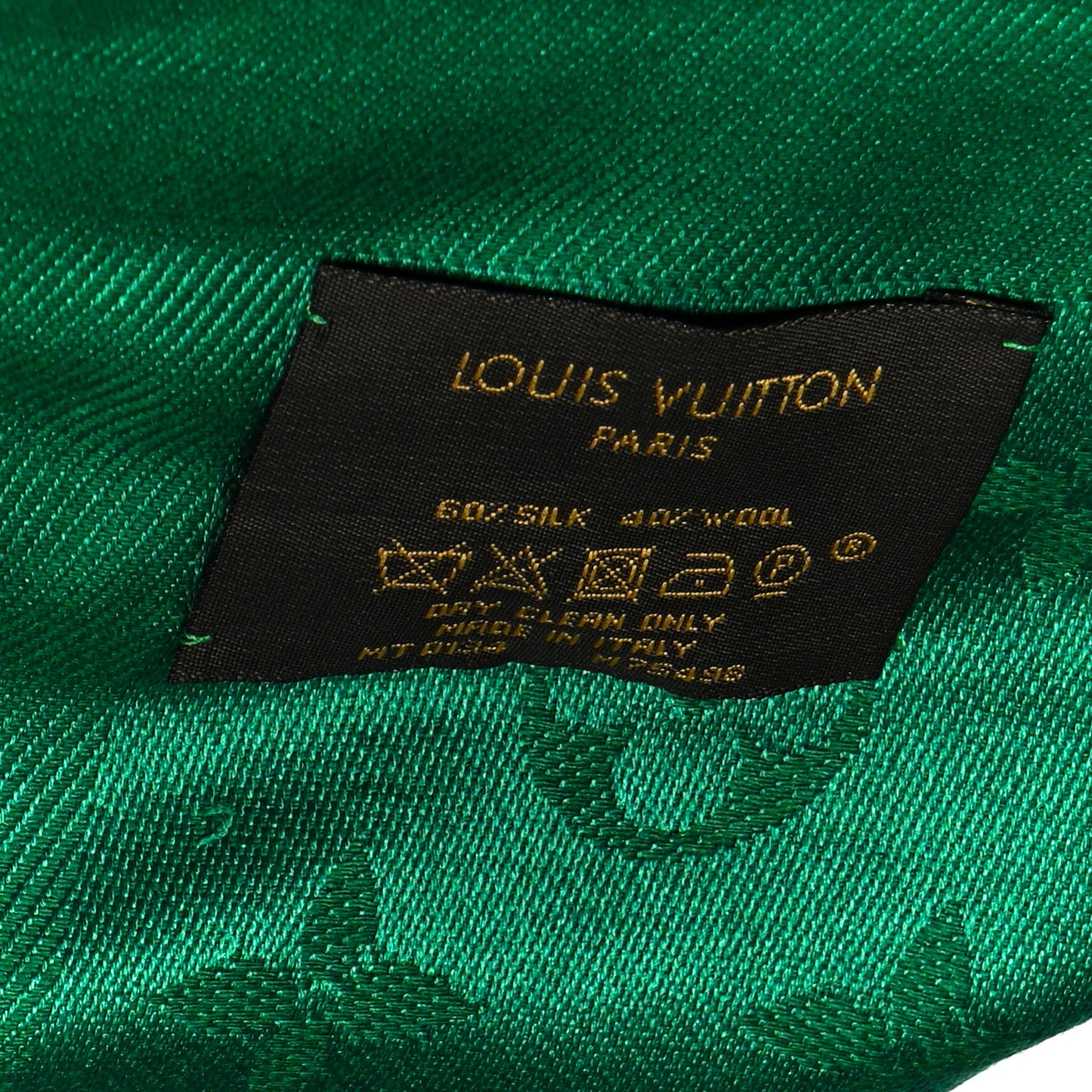 Silk Wool Monogram Shawl Green