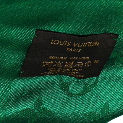 Louis Vuitton Silk Wool Monogram Shawl Green 3 of 4