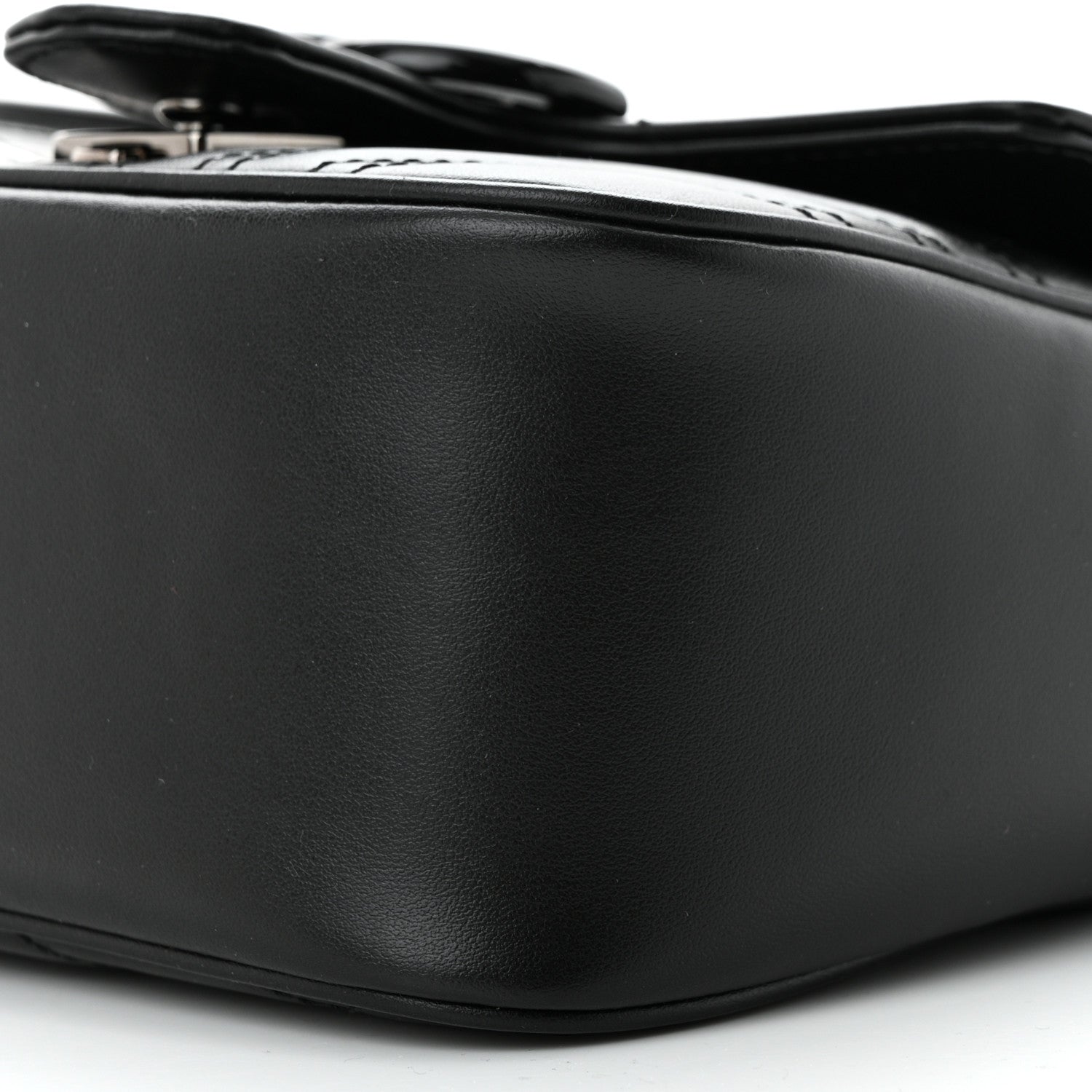 Gucci Calfskin Matelasse Monochrome Mini GG Marmont Crossbody Shoulder Bag Black 10 of 10