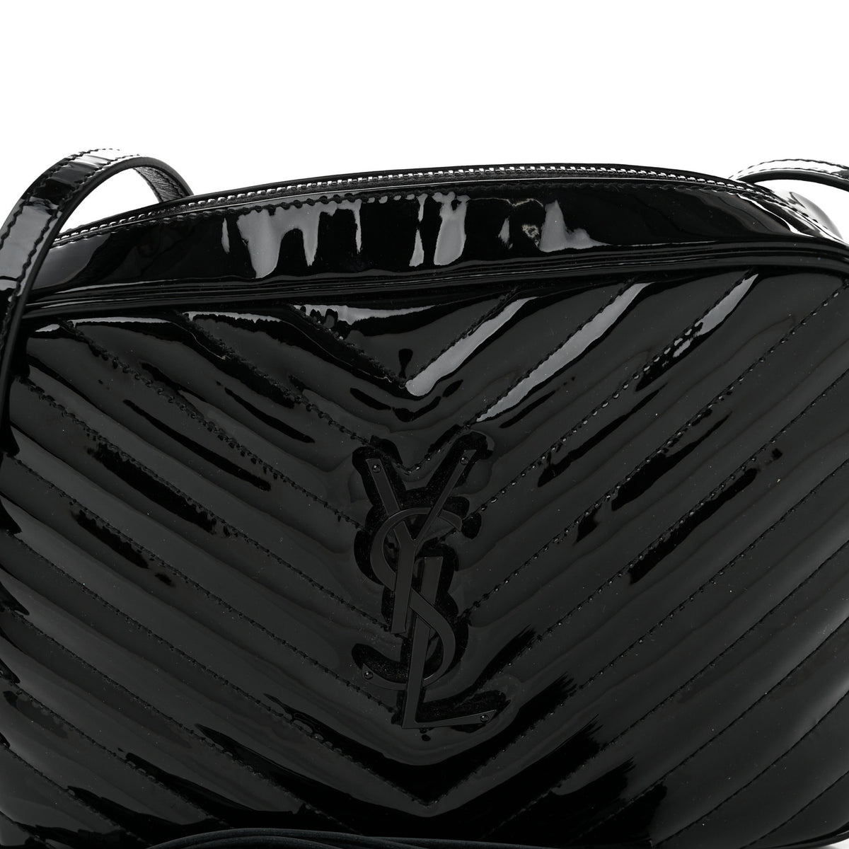 Patent Calfskin Matelasse Monogram Lou Camera Bag Black
