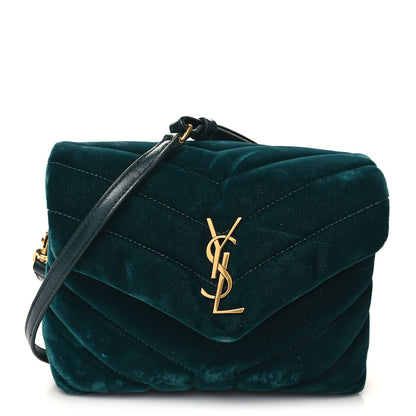 Saint Laurent Velvet Y Quilted Monogram Toy Loulou Crossbody Bag Dark Ottanio 1 of 12