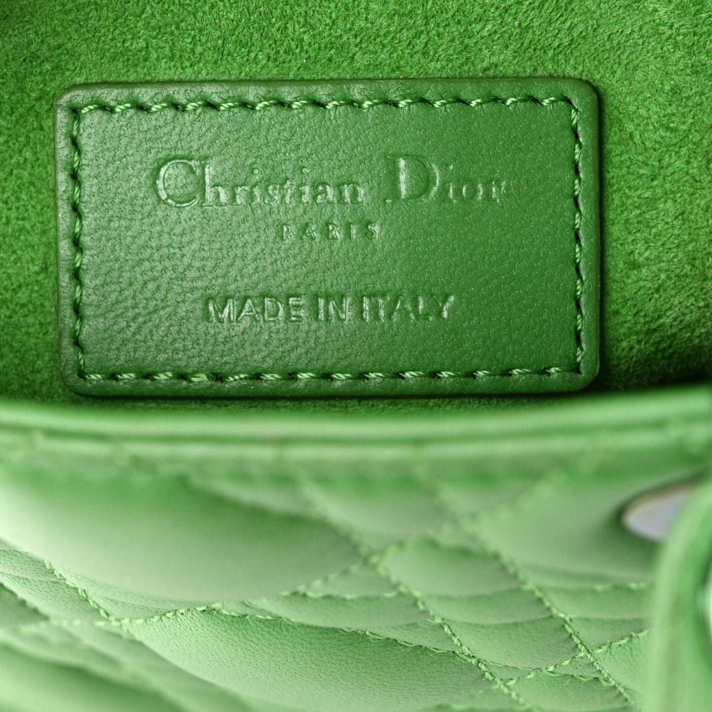 Lambskin Cannage Small Lady Dior Bright Green