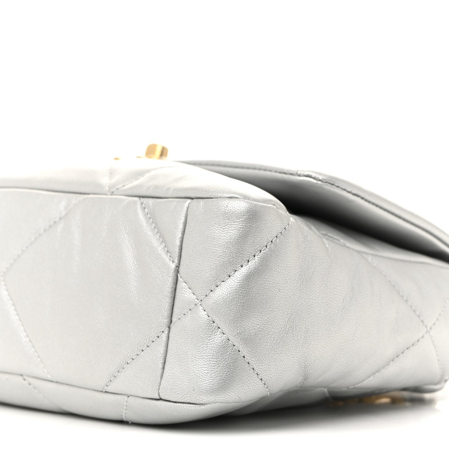 Metallic Goatskin Quilted Medium Chanel 19 Flap Silver
