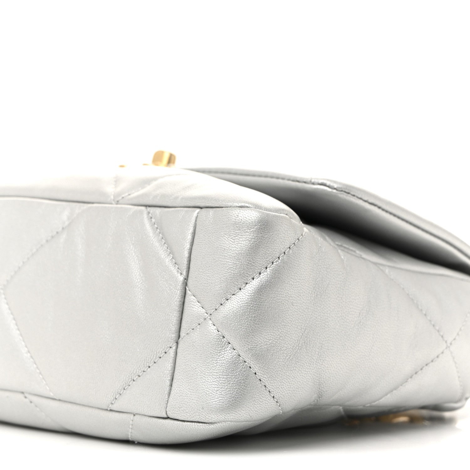 Chanel Metallic Goatskin Quilted Medium Chanel 19 Flap Silver 10 of 11