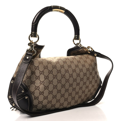 Gucci Monogram Medium Indy Top Handle Hobo Dark Brown 3 of 11