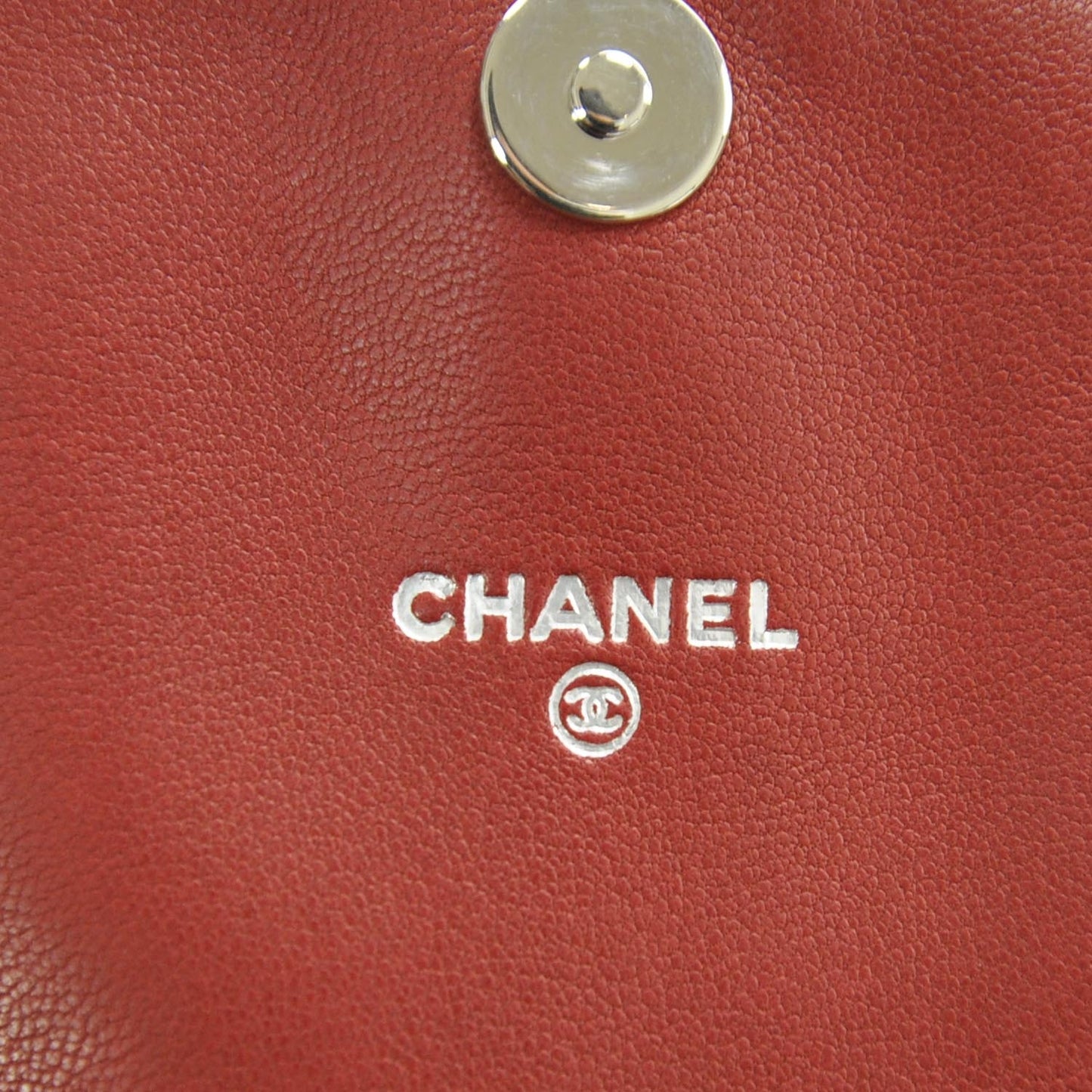 Lambskin Half Moon Wallet On Chain Red