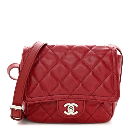 Chanel Lambskin Quilted Messenger Bag Red 1 of 12