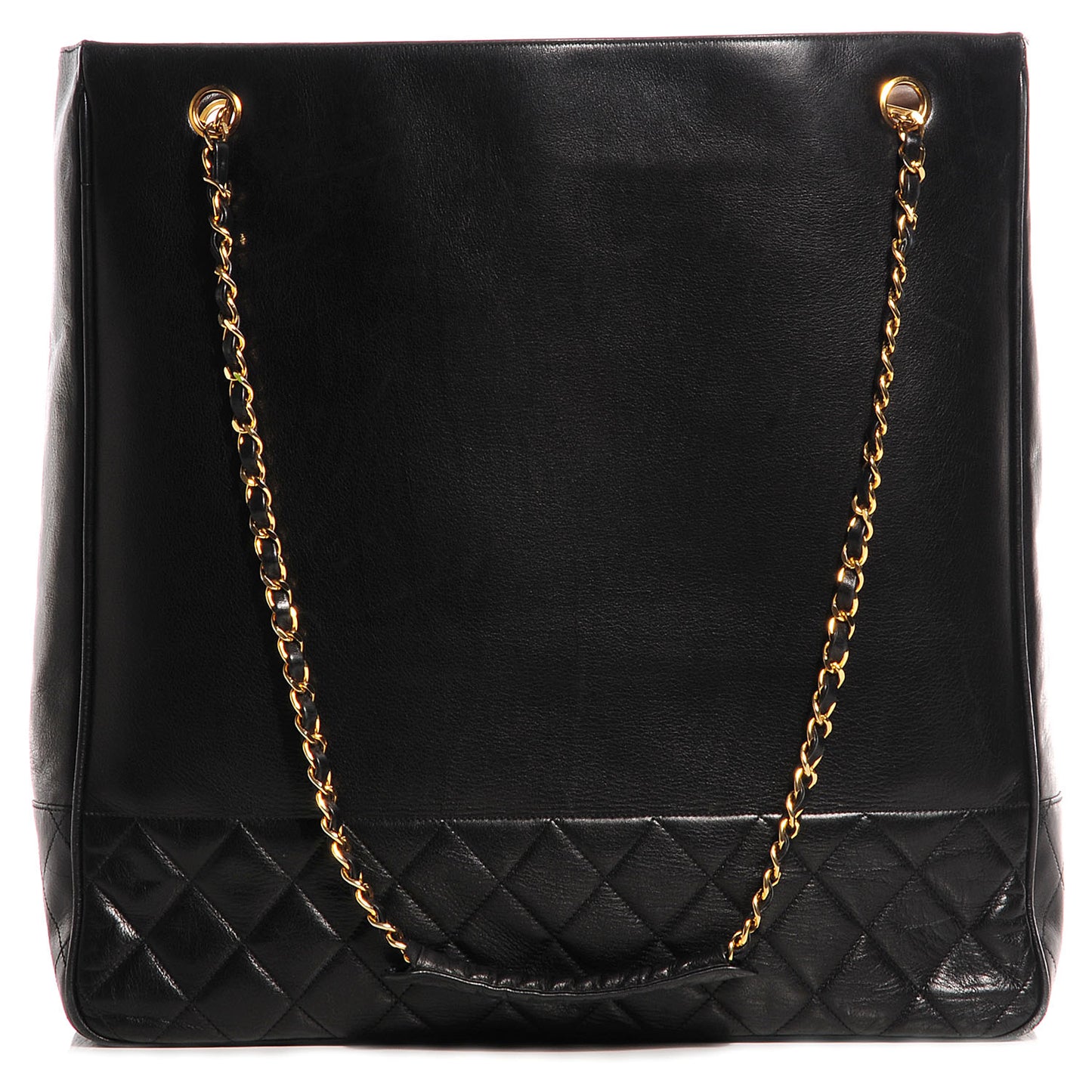 Lambskin Quilted Large Shoulder Bag Black