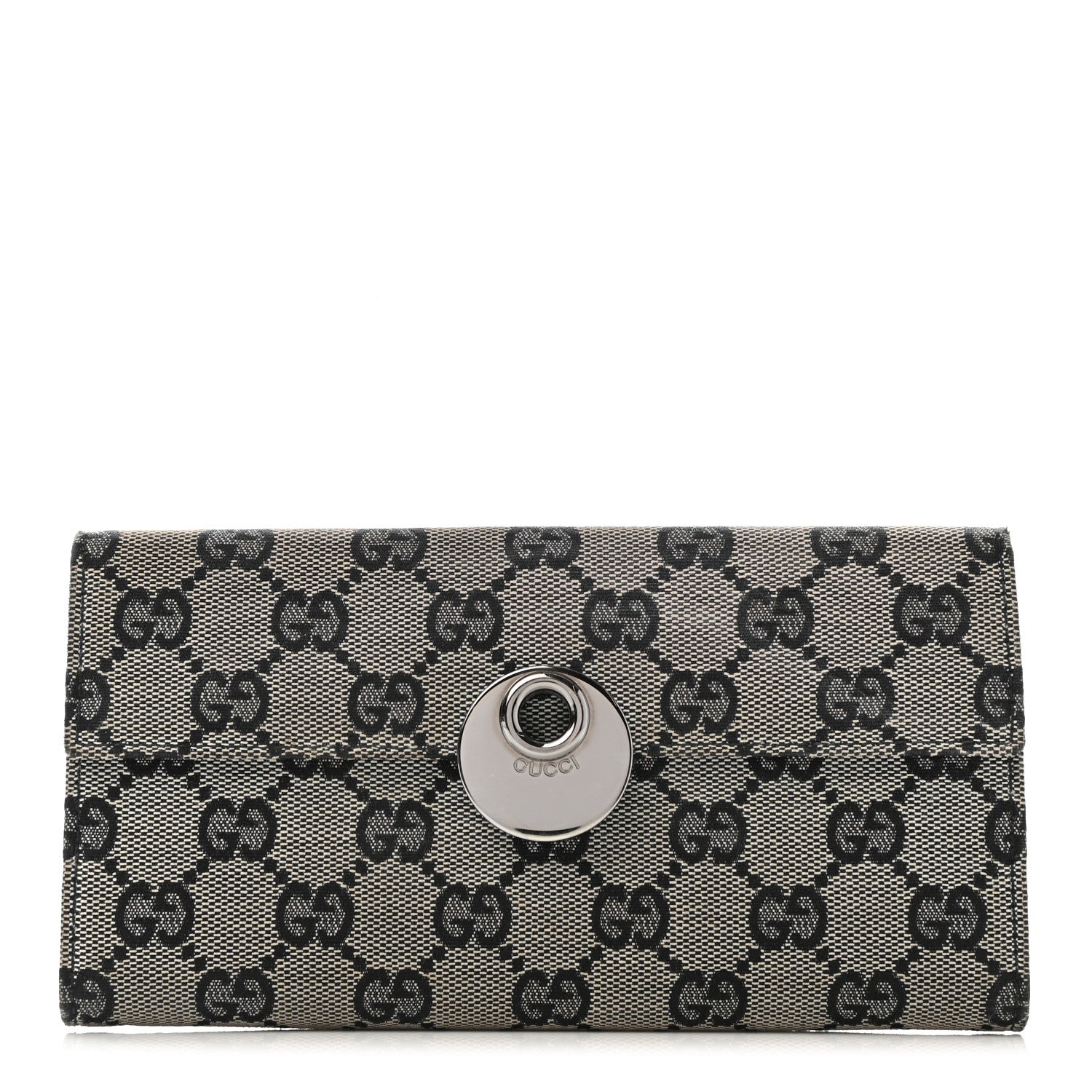 Gucci Monogram Eclipse Continental Flap Wallet Beige Blue 1 of 9