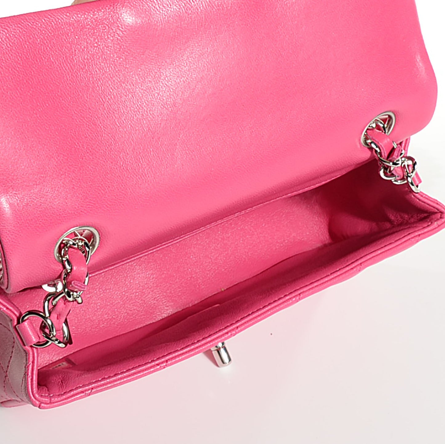 Lambskin Quilted Mini Rectangular Flap Dark Pink