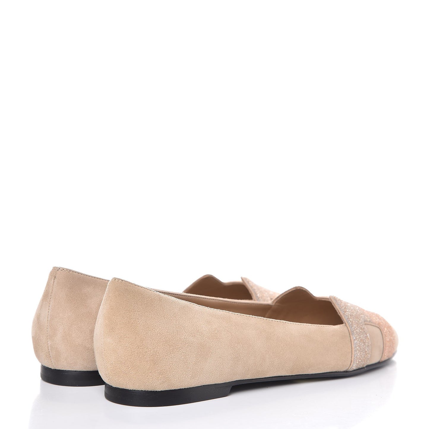 Suede Goatskin Crystal Powdered Nice Ballerina Flats 38 Nude