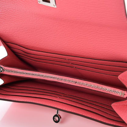 Hermes Chevre Mysore Kelly Longue Wallet Rose Azalee 5 of 9