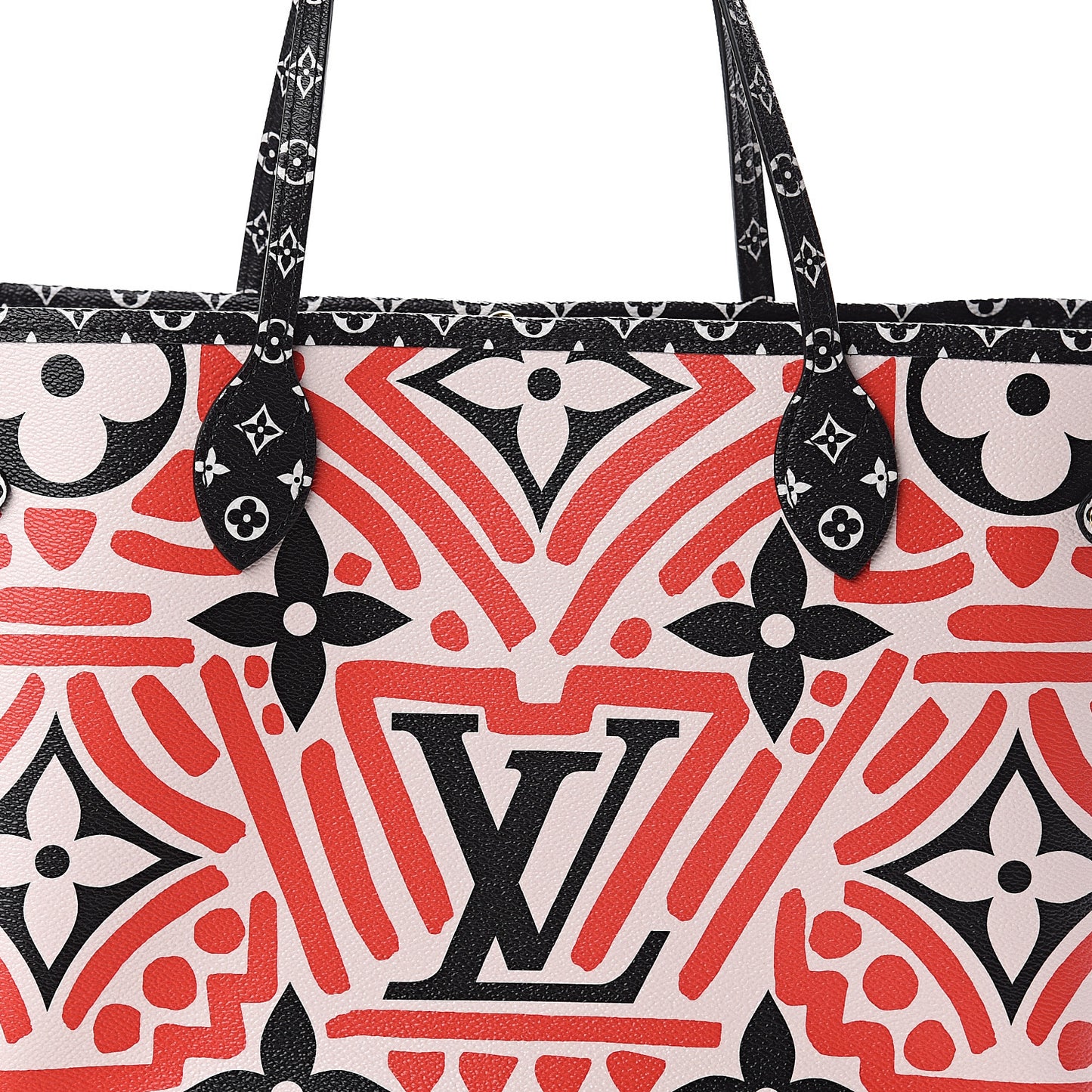 Monogram Giant Crafty Neverfull MM Creme Rouge Black