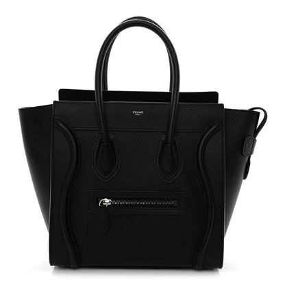 Celine Drummed Calfskin Micro Luggage Black 1 of 11