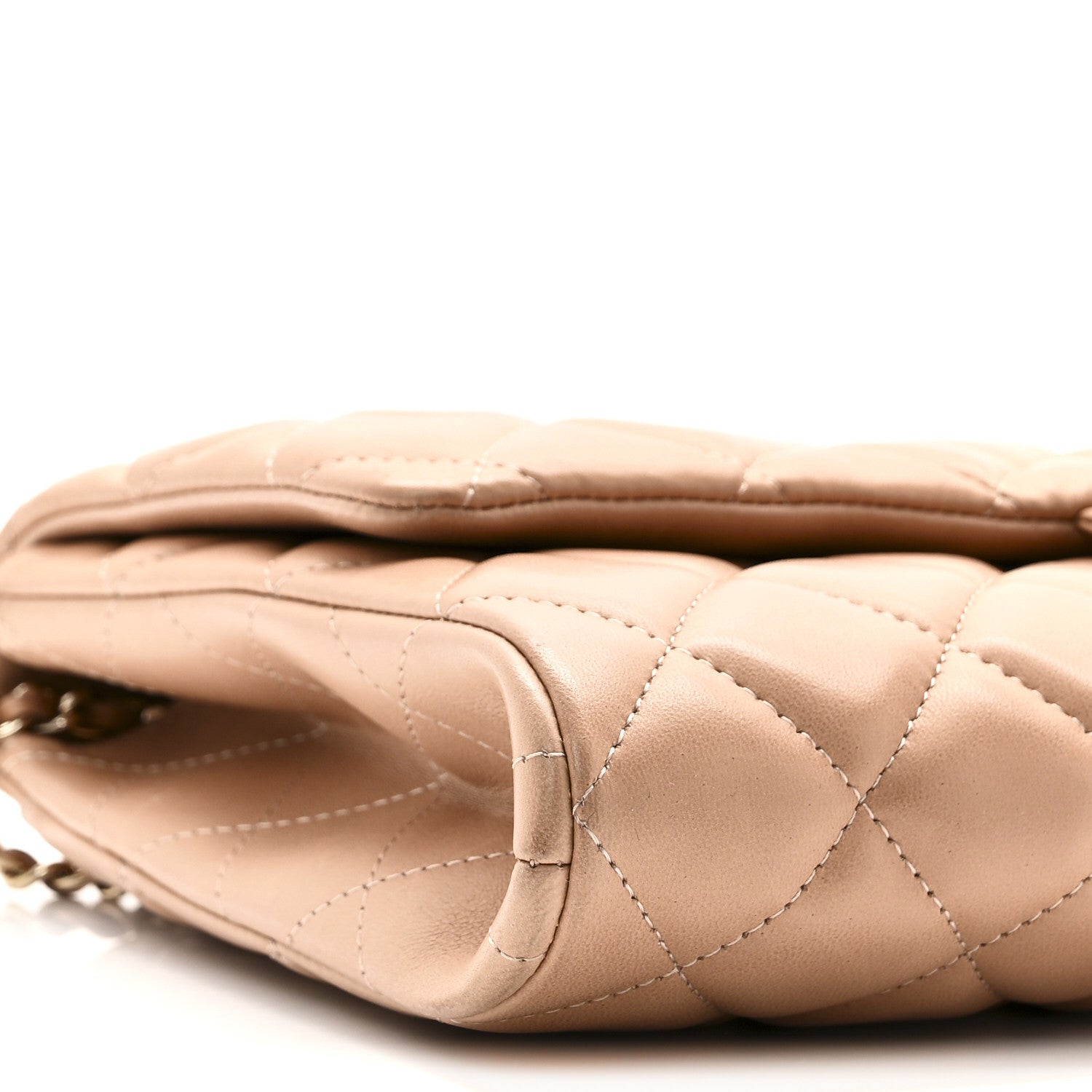 Chanel Lambskin Quilted Clutch with Chain Flap Beige Fonce 10 of 11