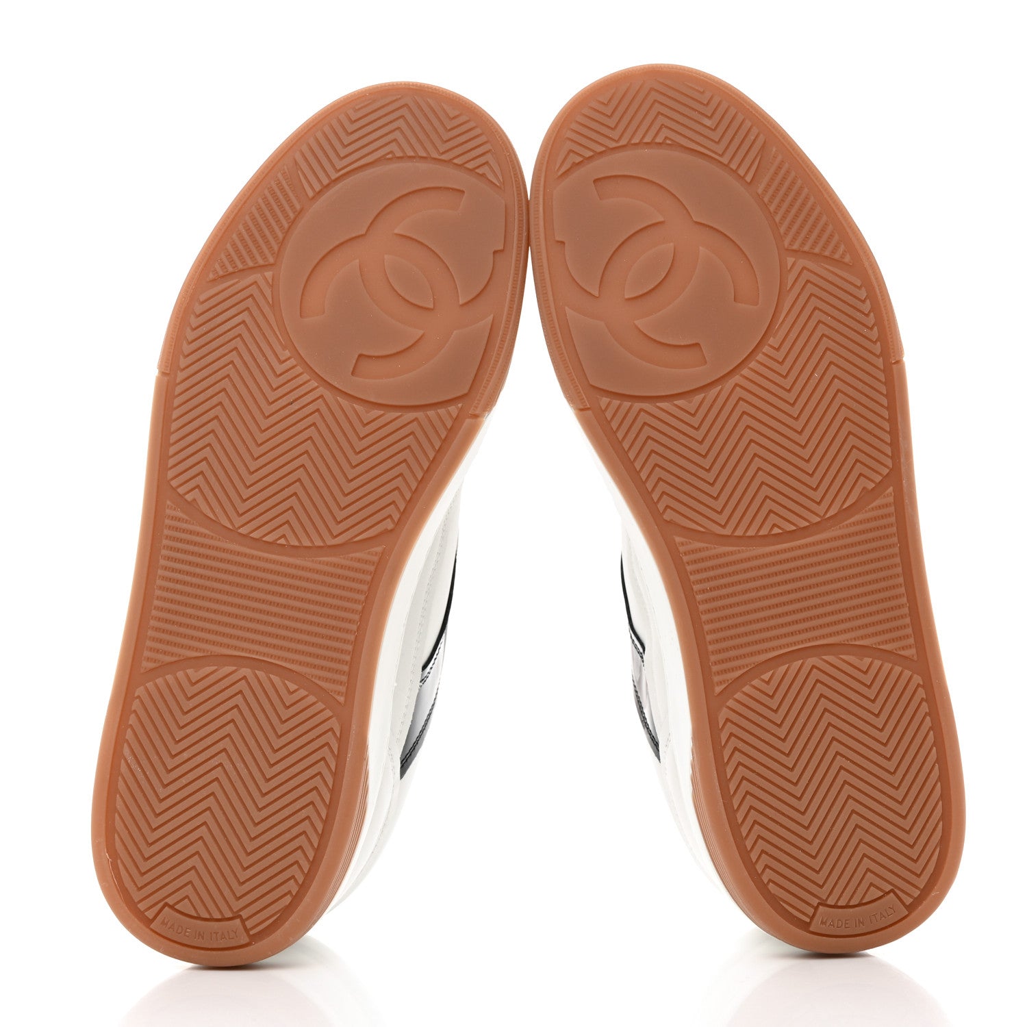 Chanel Calfskin Womens CC Sneakers 38 White Black Red 1417715