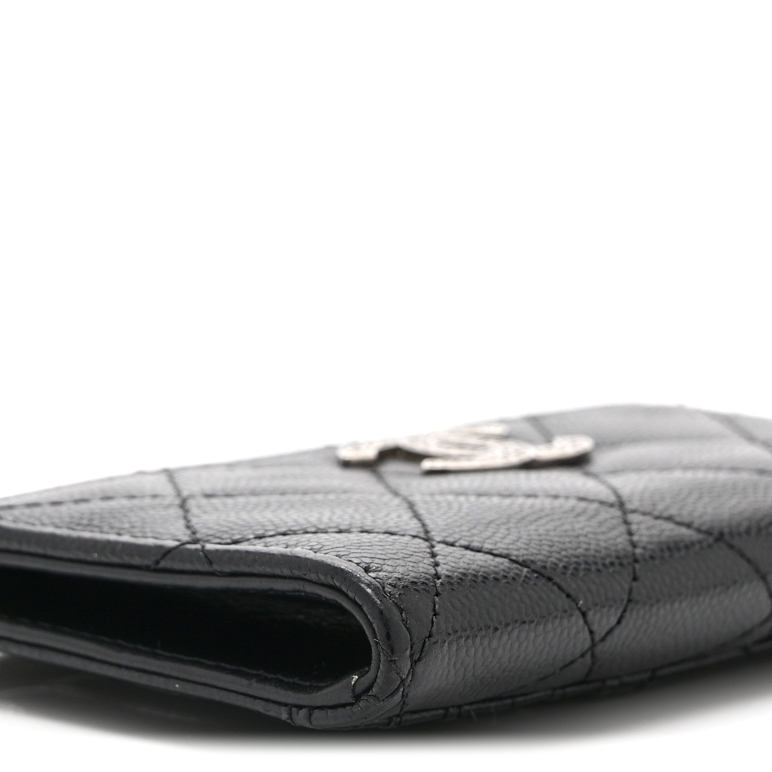 Chanel Caviar Quilted CC Logo Zip Around Card Holder Black 8 of 10
