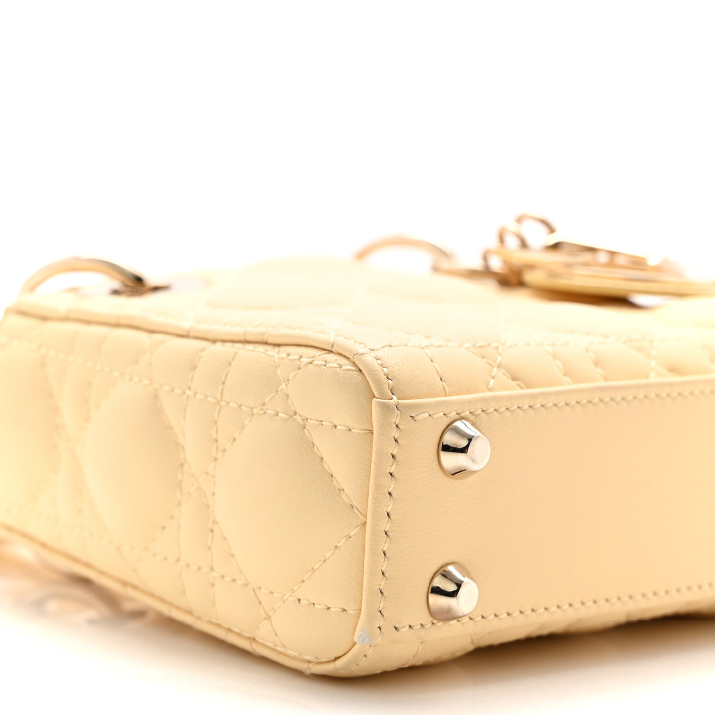 Lambskin Cannage Micro Lady Dior Soft Yellow