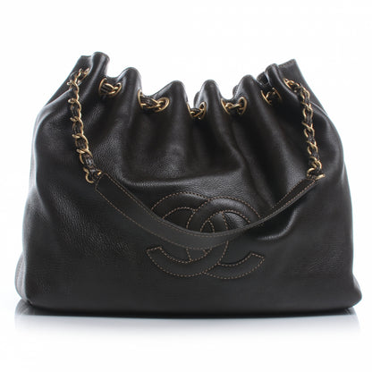 Chanel Calfskin CC Drawstring Bucket Bag Brown 1 of 8