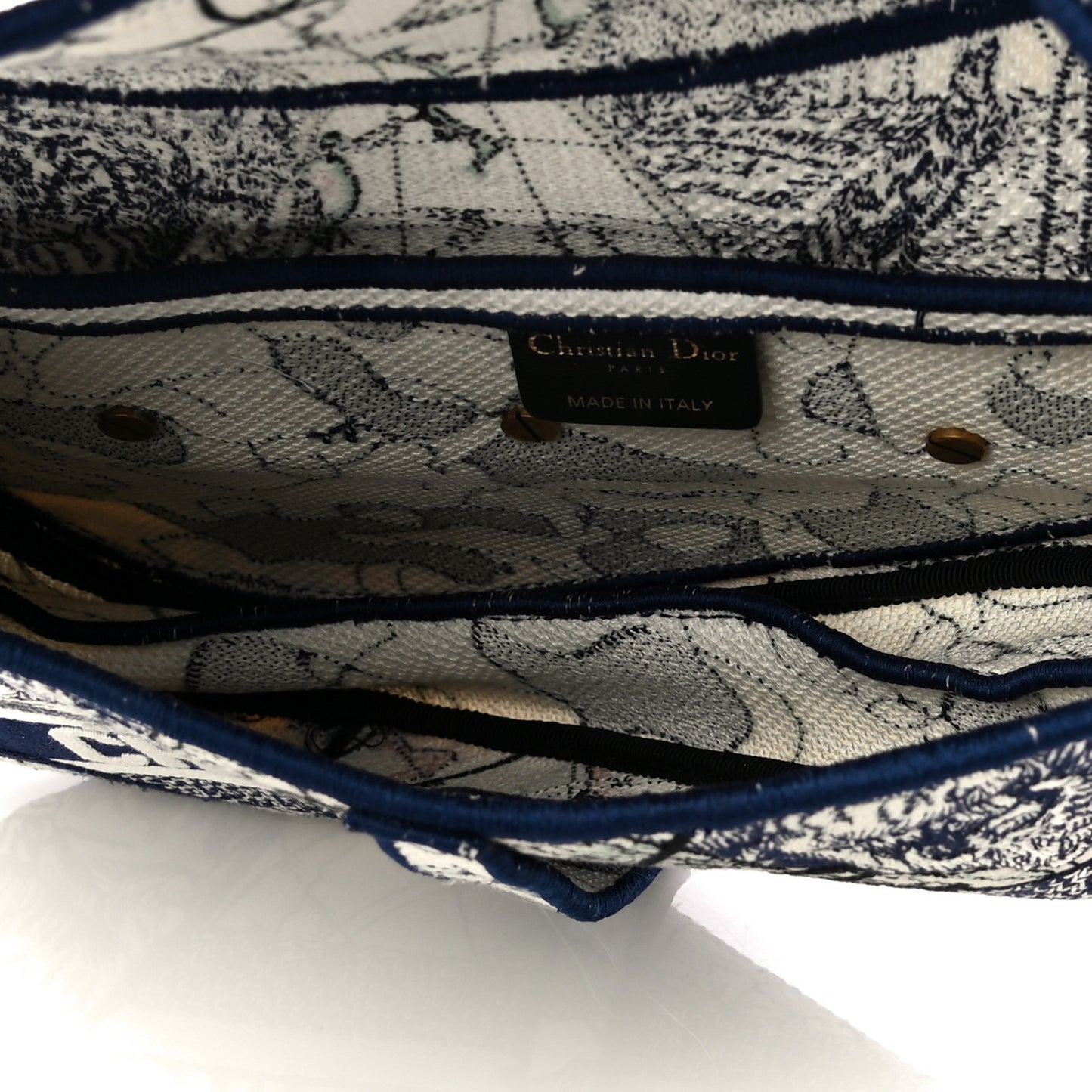 Canvas Embroidered Around the World Saddle Bag Blue