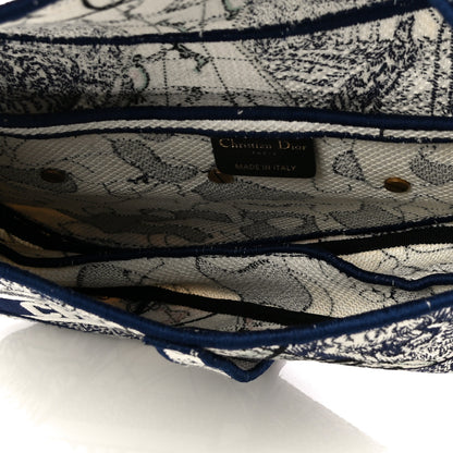 Christian Dior Canvas Embroidered Around the World Saddle Bag Blue 5 of 11