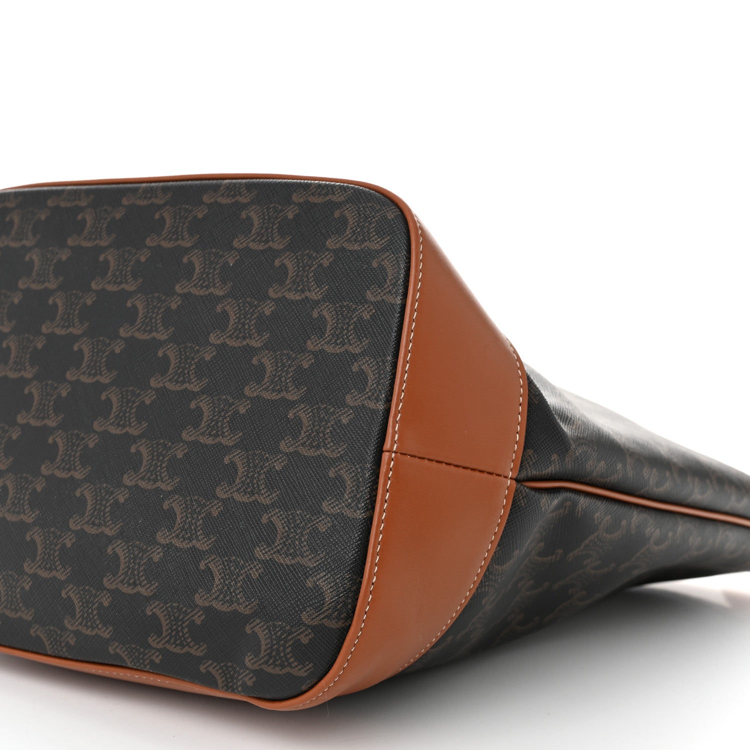 Celine Triomphe Canvas Calfskin Medium Bucket Bag Tan 10 of 10