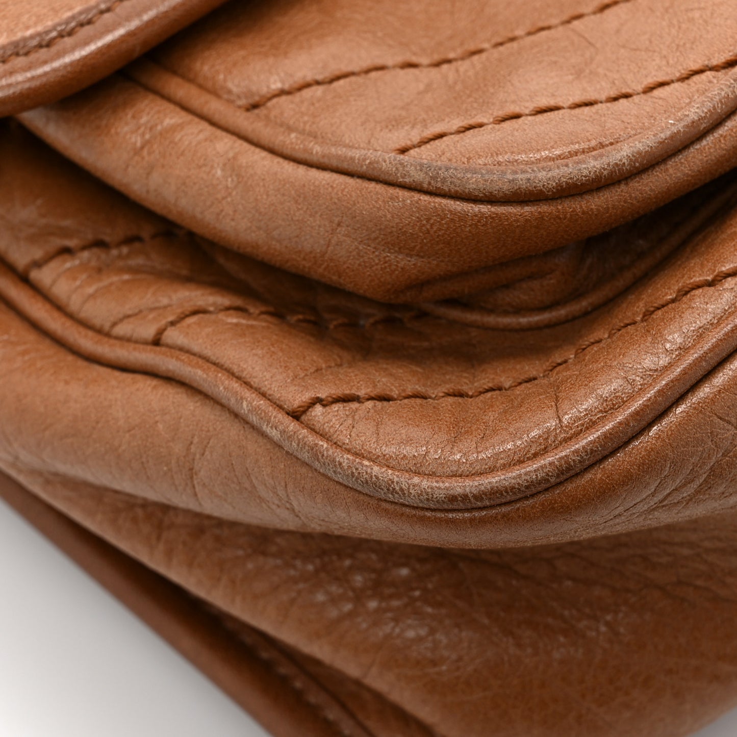 Crinkled Calfskin Matelasse Monogram Medium Niki Chain Satchel Caramel