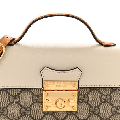 Gucci GG Supreme Monogram New Sakai Calfskin Mini Padlock Top Handle Shoulder Bag Beige Ebony Mystic White Sun Oil 8 of 12