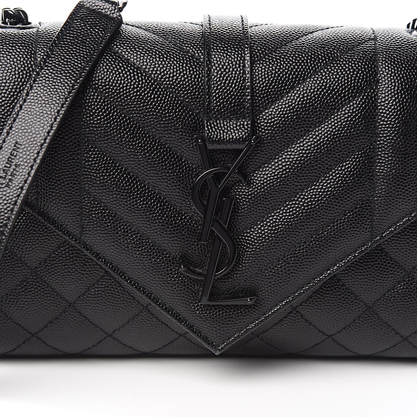 Grain De Poudre Textured Mixed Matelasse Triquilt Small Monogram Satchel Black
