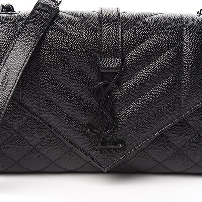 Saint Laurent Grain De Poudre Textured Mixed Matelasse Triquilt Small Monogram Satchel Black 9 of 9