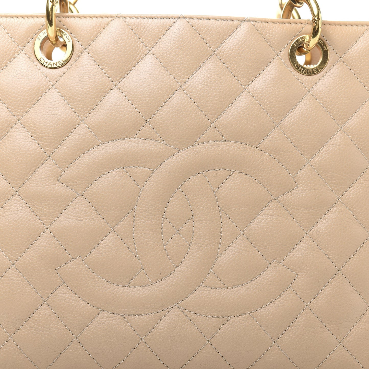 Caviar Quilted Grand Shopping Tote GST Beige Clair