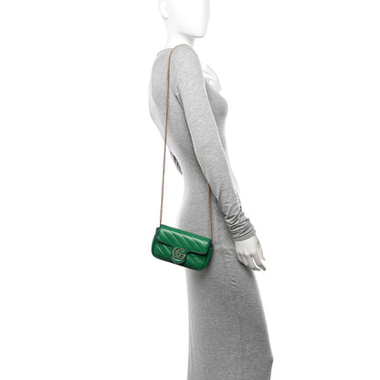 Gucci Azalea Calfskin Enamel Matelasse Diagonal Super Mini Torchon GG Marmont Shoulder Bag New Shamarock Emerald 3 of 11