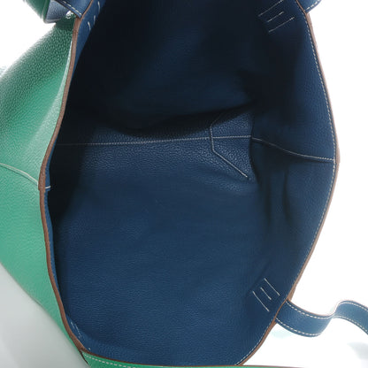 Hermes Taurillon Clemence Double Sens 45 Reversible Tote Menthe and Bleu Thalassa 6 of 8