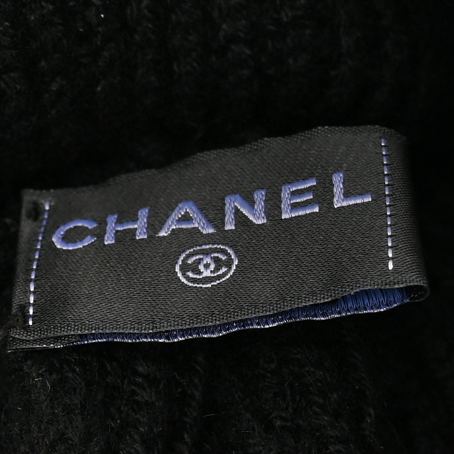 Cashmere Sequin Logo Beanie Hat Black Gold