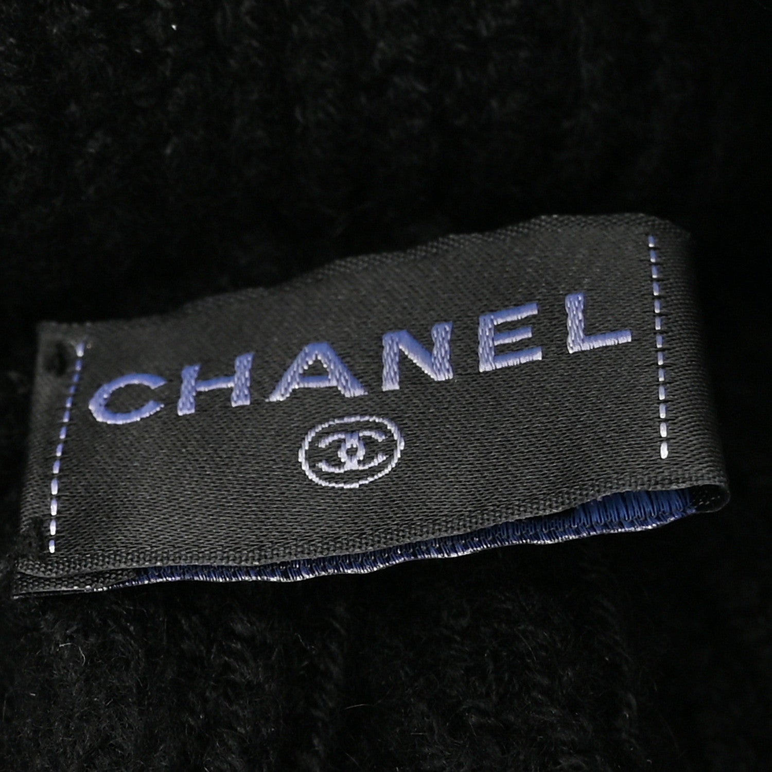 Chanel Cashmere Sequin Logo Beanie Hat Black Gold 5 of 5