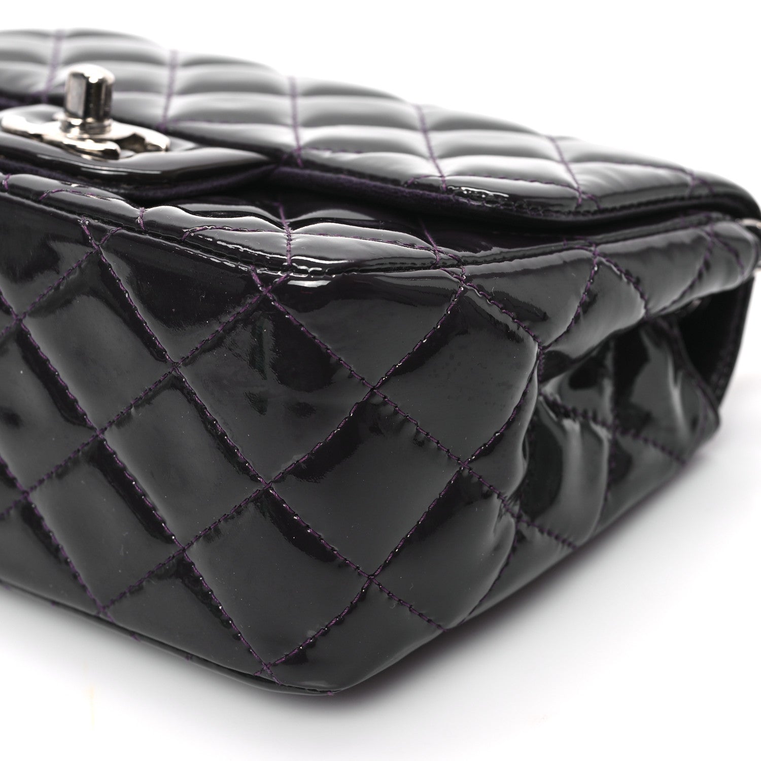 Chanel Patent Quilted Mini Square Flap Purple 9 of 10