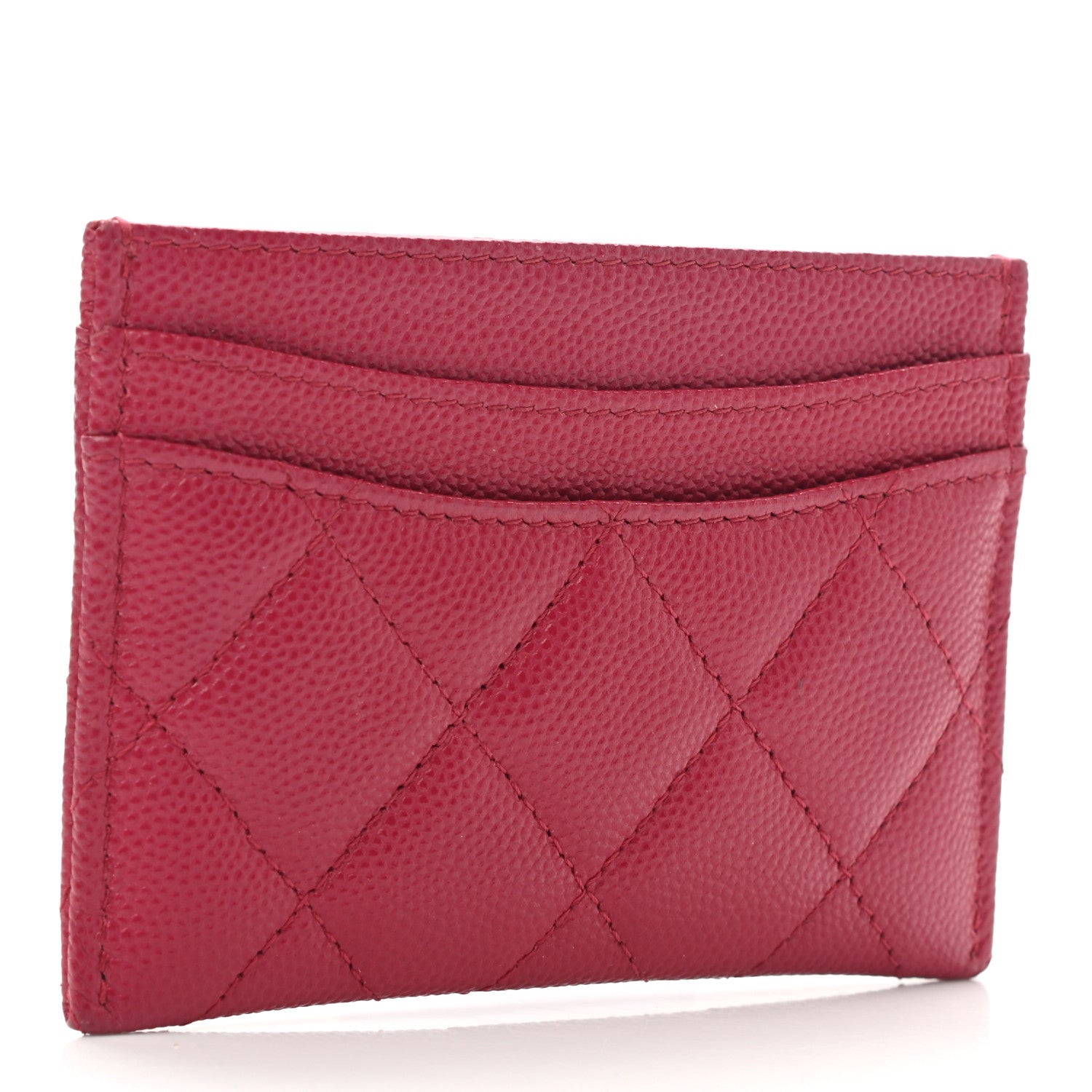 Chanel Caviar Quilted Card Holder Dark Pink 4 of 10