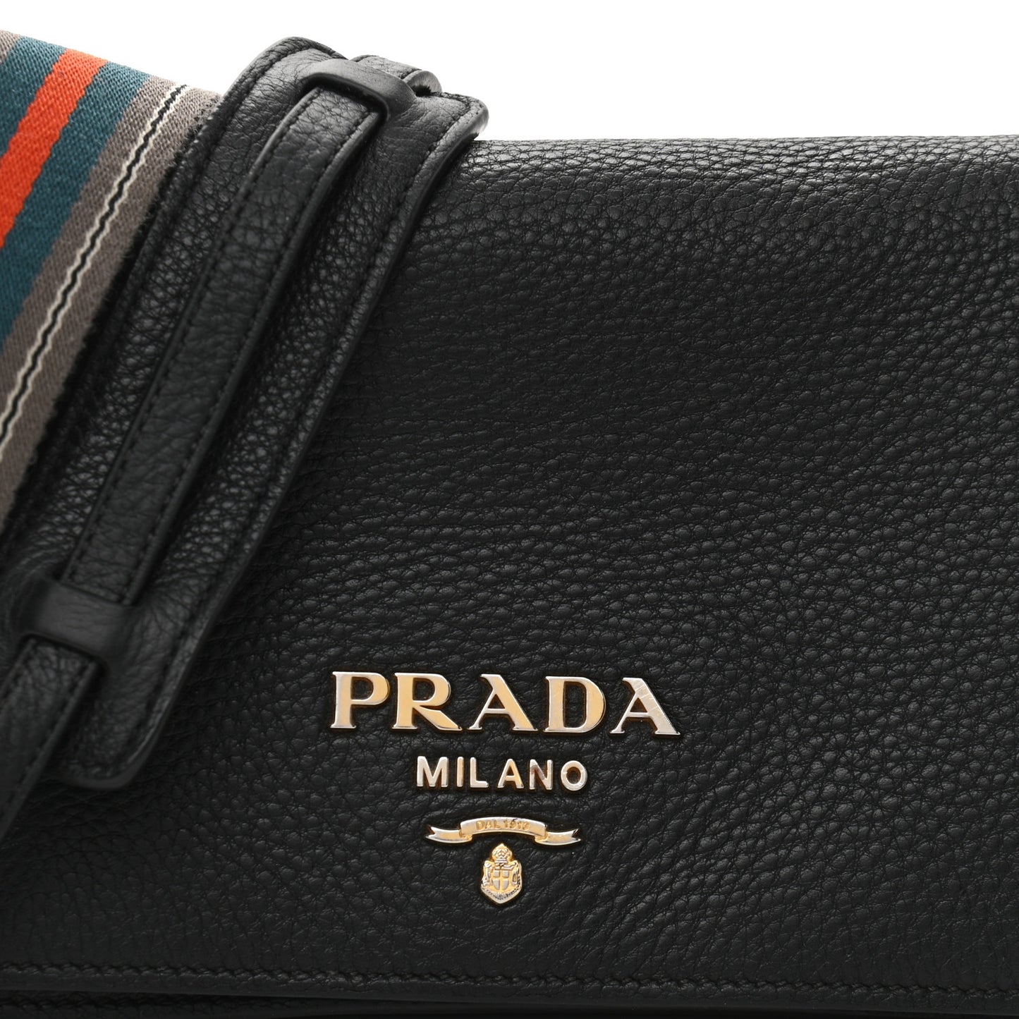 Vitello Daino Double Strap Flap Crossbody Black