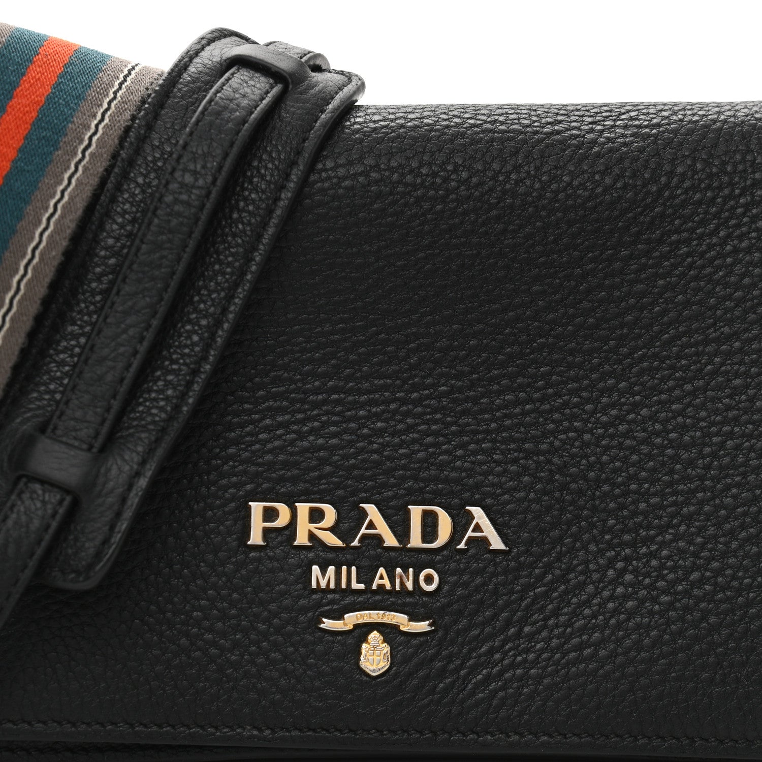 Prada Vitello Daino Double Strap Flap Crossbody Black 9 of 12
