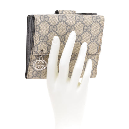Gucci GG Supreme Monogram GG Pierce French Flap Wallet Ecru Grigio 2 of 8