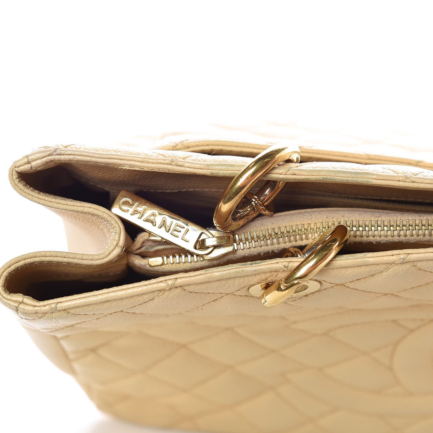 Caviar Quilted Grand Shopping Tote GST Beige
