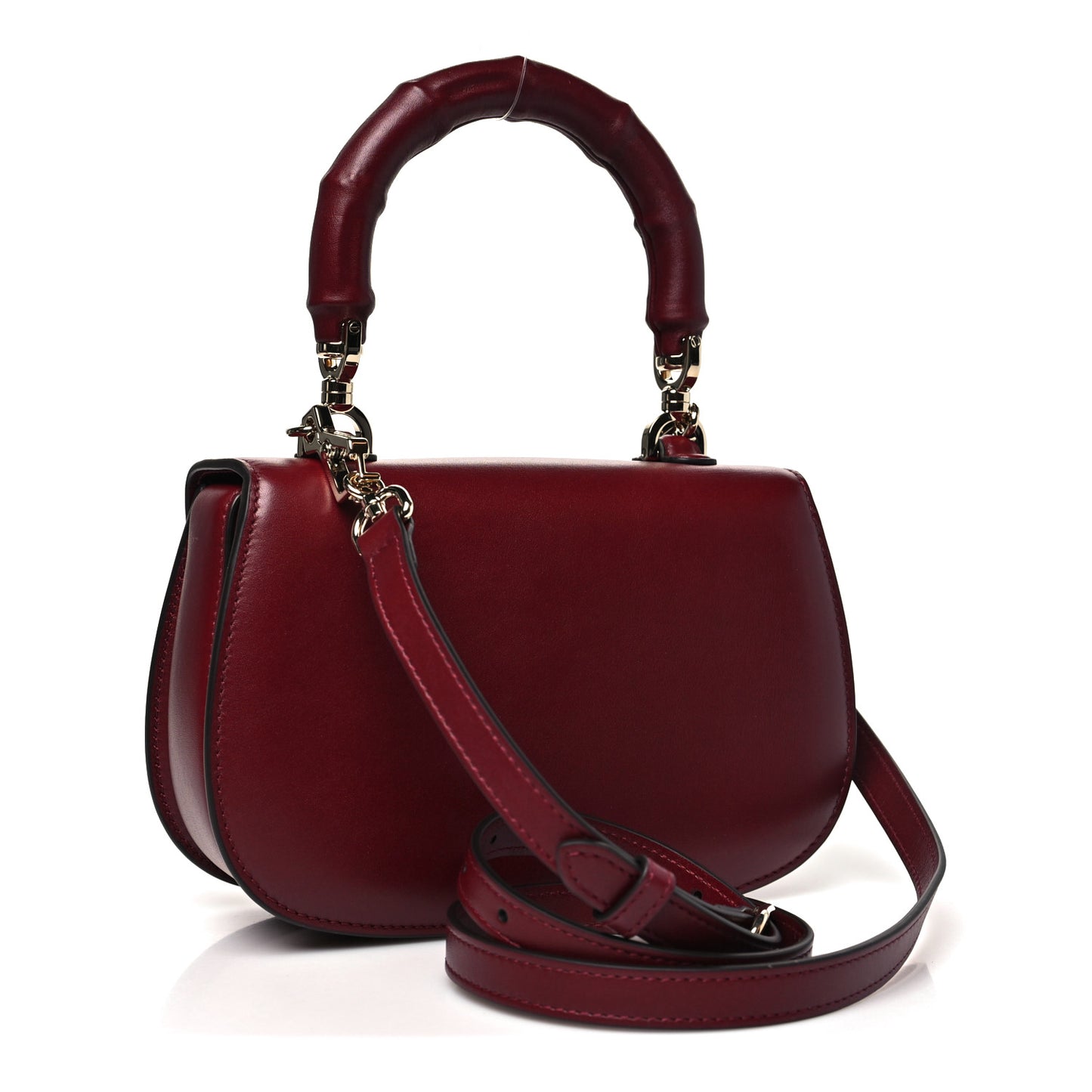 Boarded Dyana Lux Calfskin Web Monochrome Small Bamboo 1947 Top Handle Bag Rosso Ancora