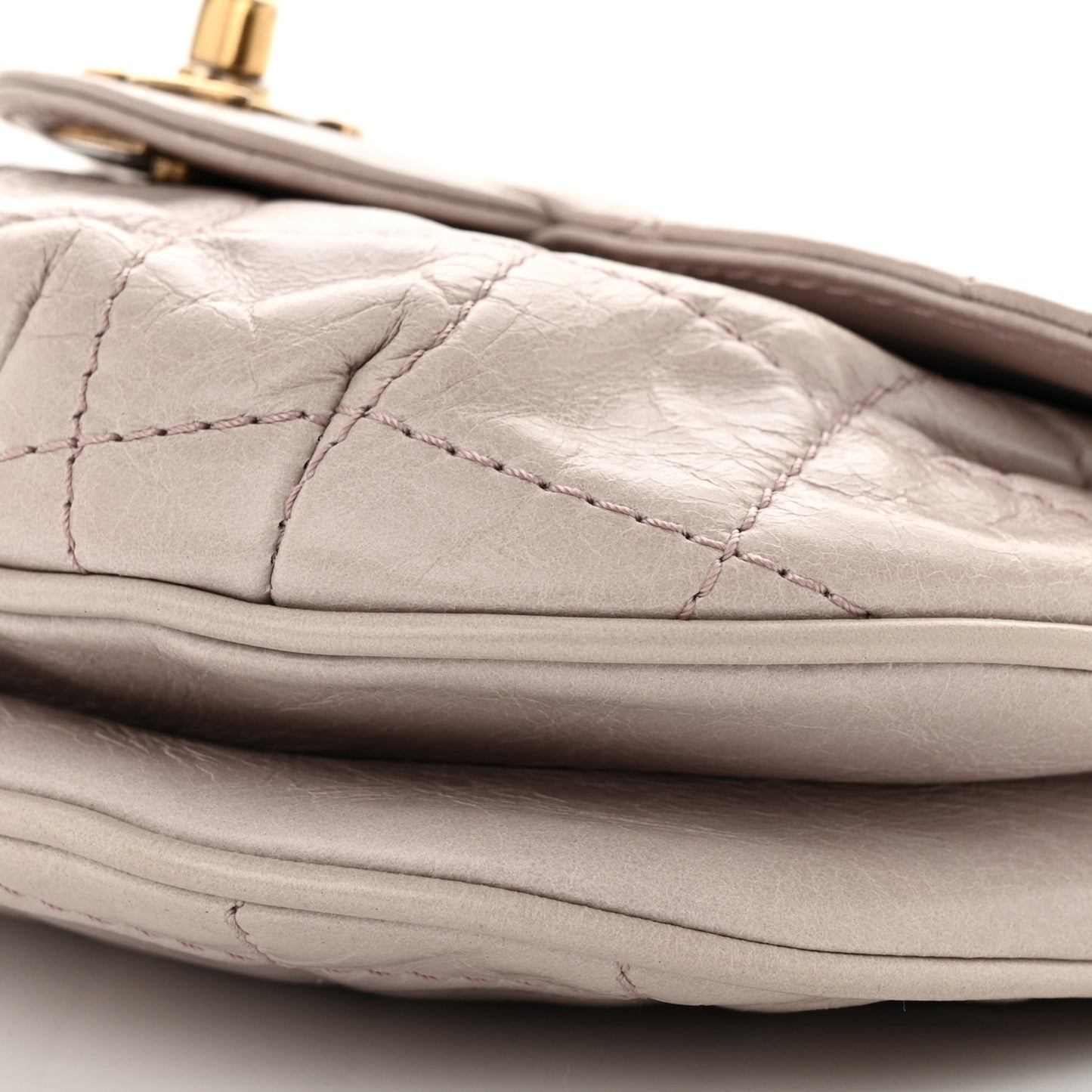 Glazed Calfskin Quilted Medium Bubble CC Flap Light Pink