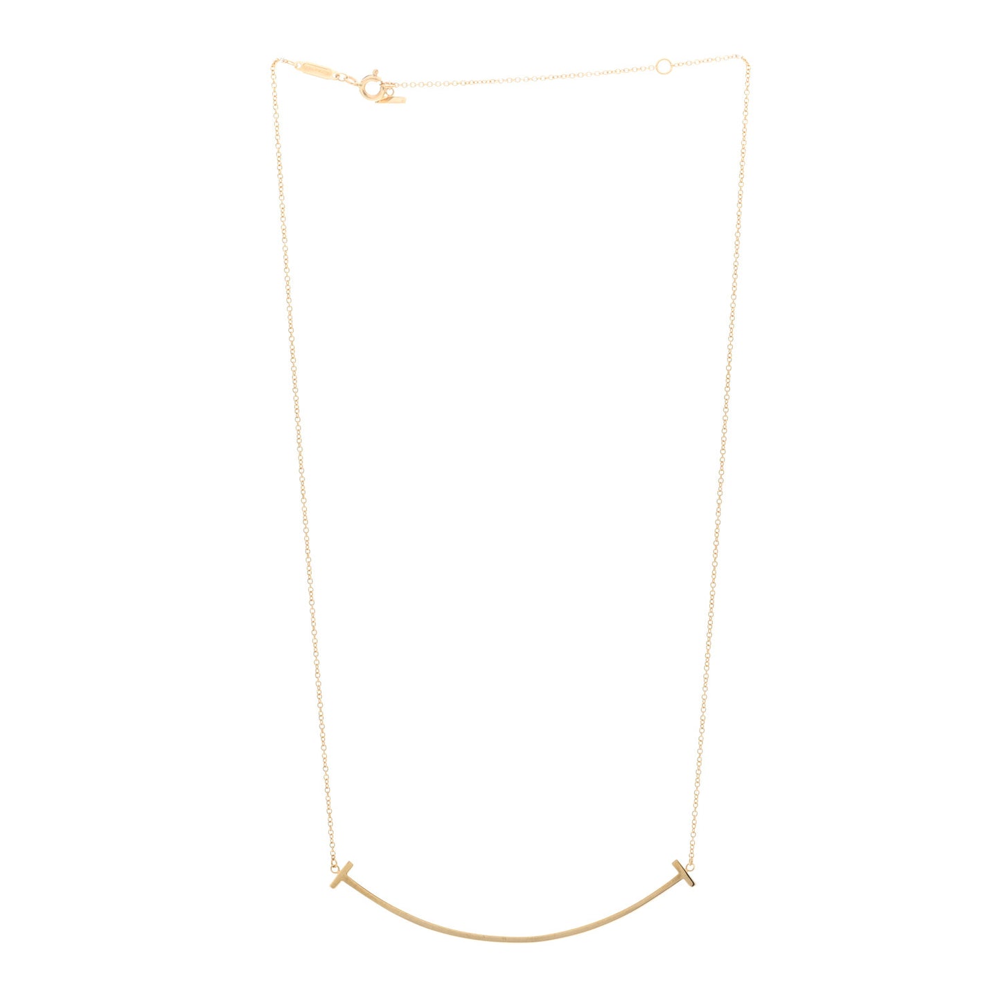 18K Yellow Gold Large T Smile Pendant Necklace