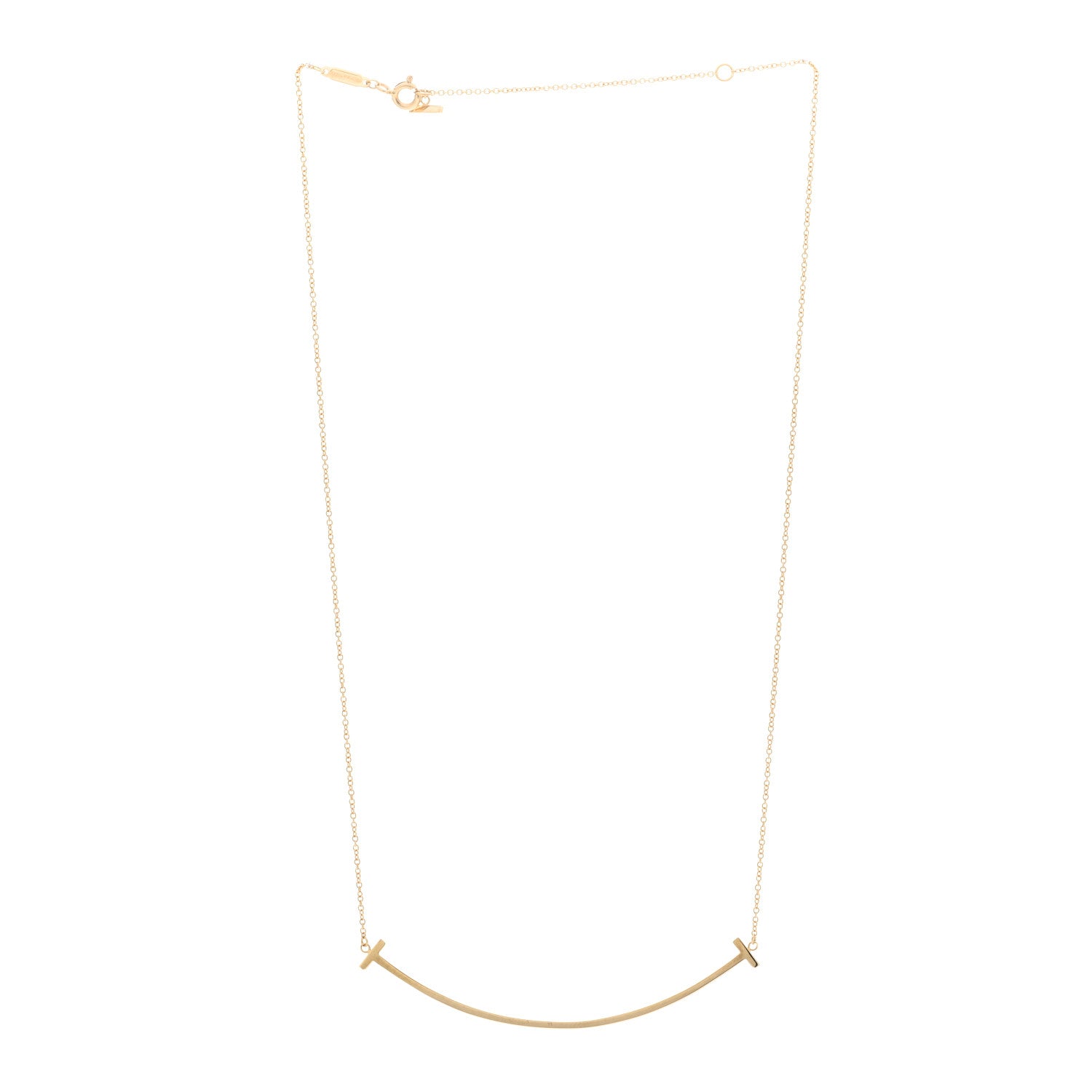 Tiffany 18K Yellow Gold Large T Smile Pendant Necklace 3 of 4