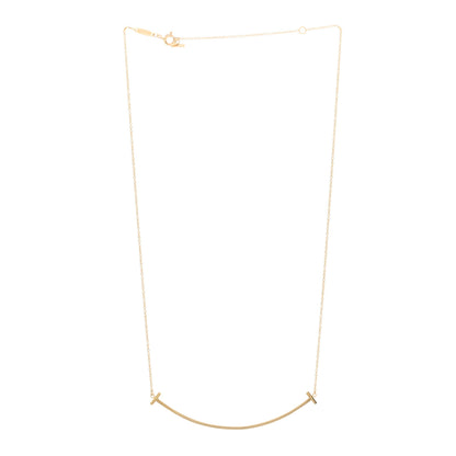 Tiffany 18K Yellow Gold Large T Smile Pendant Necklace 3 of 4